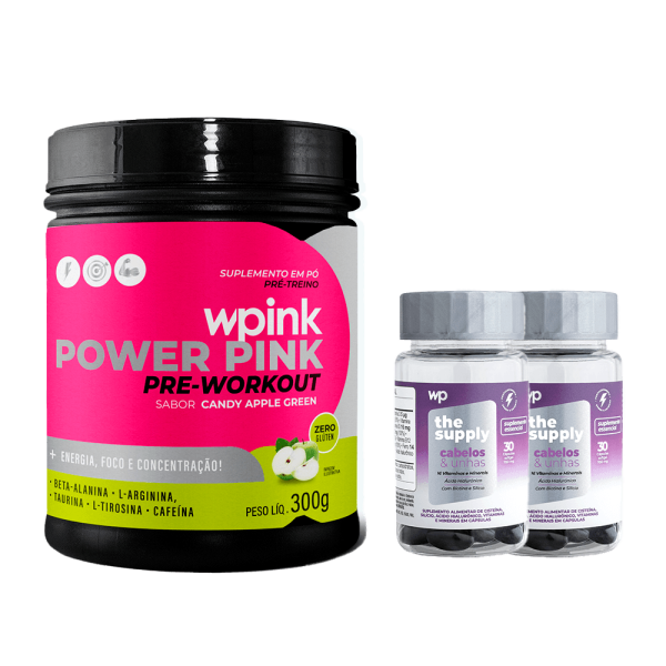super power pink de maçã verde 300g + 2 cabelos e unhas - wp