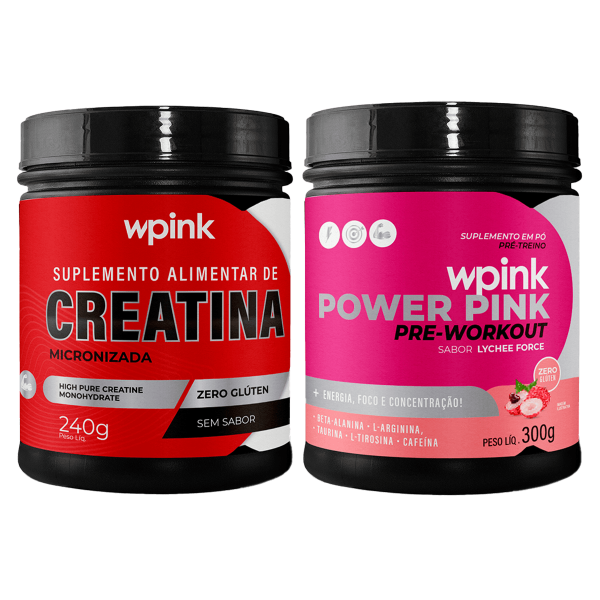 creatina sem sabor 240g - super power pink de lichia - pré-treino – 300g