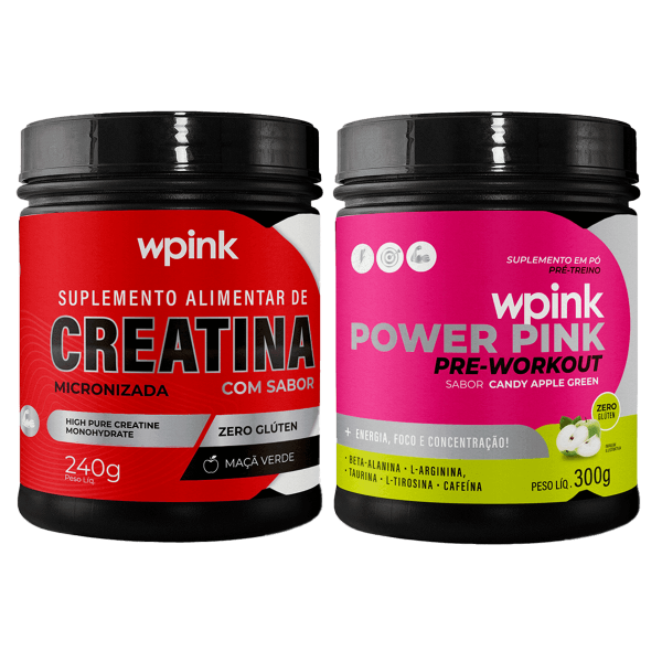 creatina maçã verde 240g - super power pink de maçã verde - pré-treino – 300g