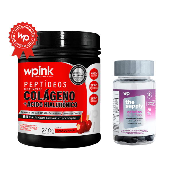 colágeno de maçã do amor - 240g + cabelos e unhas - wp
